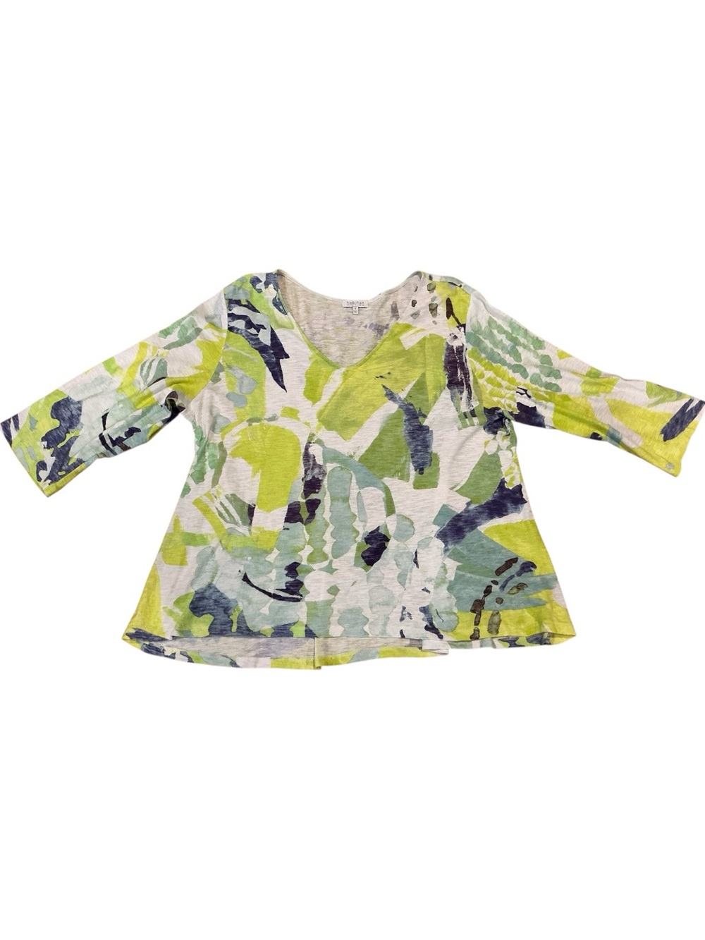 Habitat Lime Green, Teal, White & Navy Abstract V-Neck Tunic